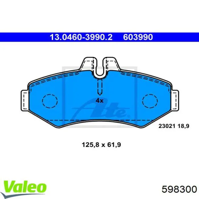 598300 VALEO pastillas de freno traseras