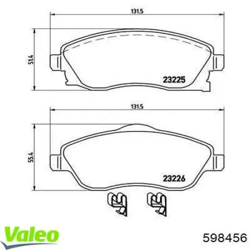 598456 VALEO pastillas de freno delanteras