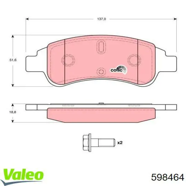 598464 VALEO Pastillas delanteras
