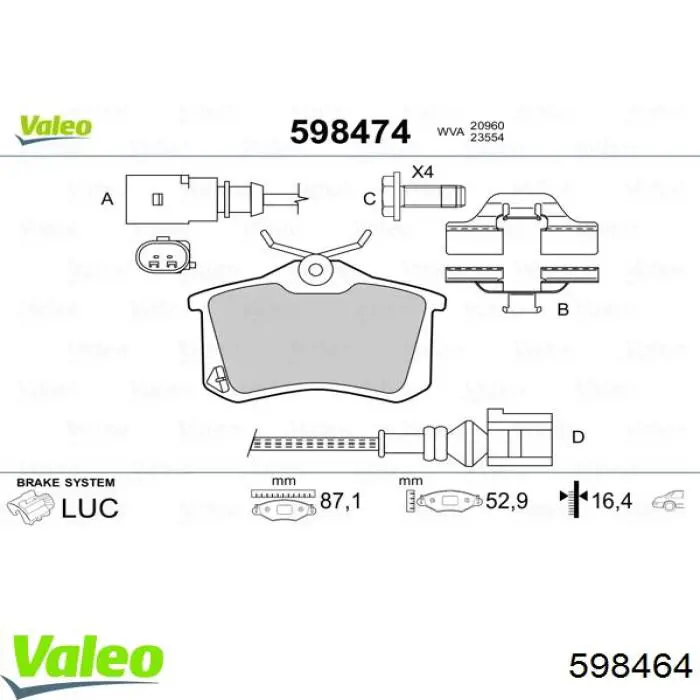Comprar 598464 VALEO Pastillas delanteras de freno