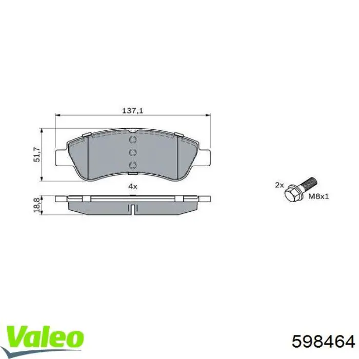 Comprar 598464 VALEO Pastillas delanteras de freno