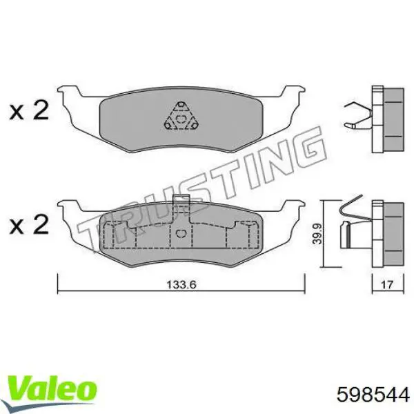 598544 VALEO pastillas de freno traseras