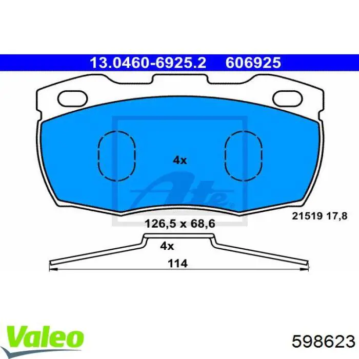 598623 VALEO pastillas de freno delanteras