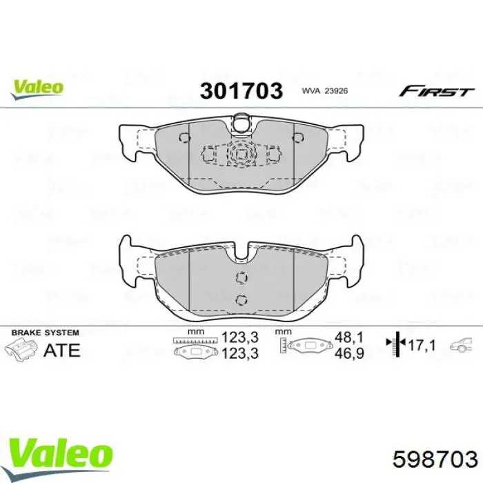 Comprar 598703 VALEO Pastillas de freno traseras