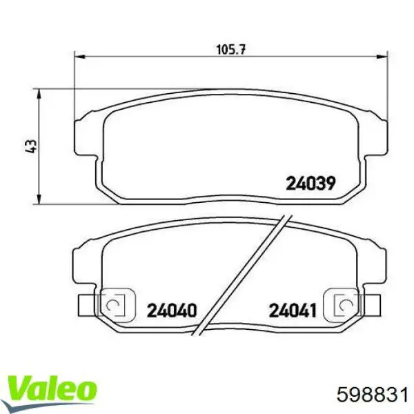 598831 VALEO pastillas de freno traseras