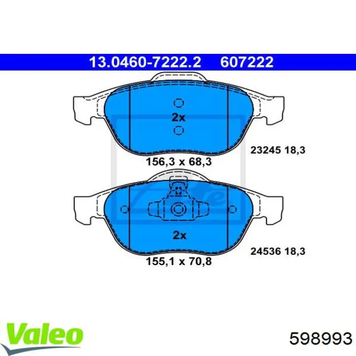 598993 VALEO pastillas de freno delanteras