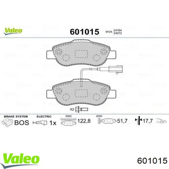 Comprar 601015 VALEO Pastillas delanteras de freno