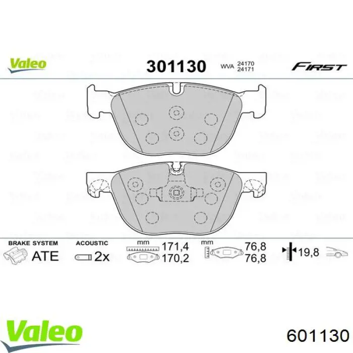 601130 VALEO pastillas de freno delanteras