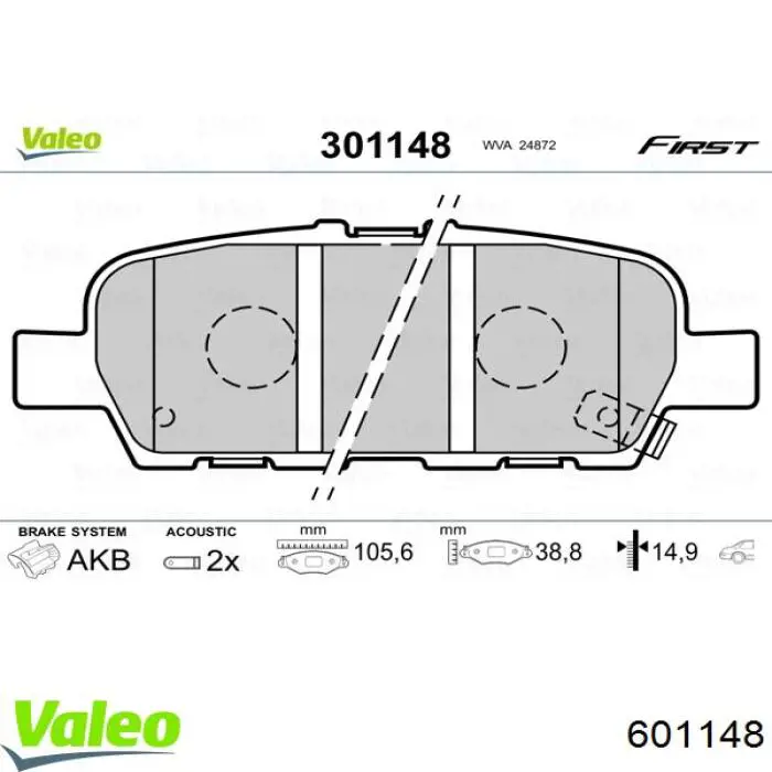 601148 VALEO pastillas de freno traseras