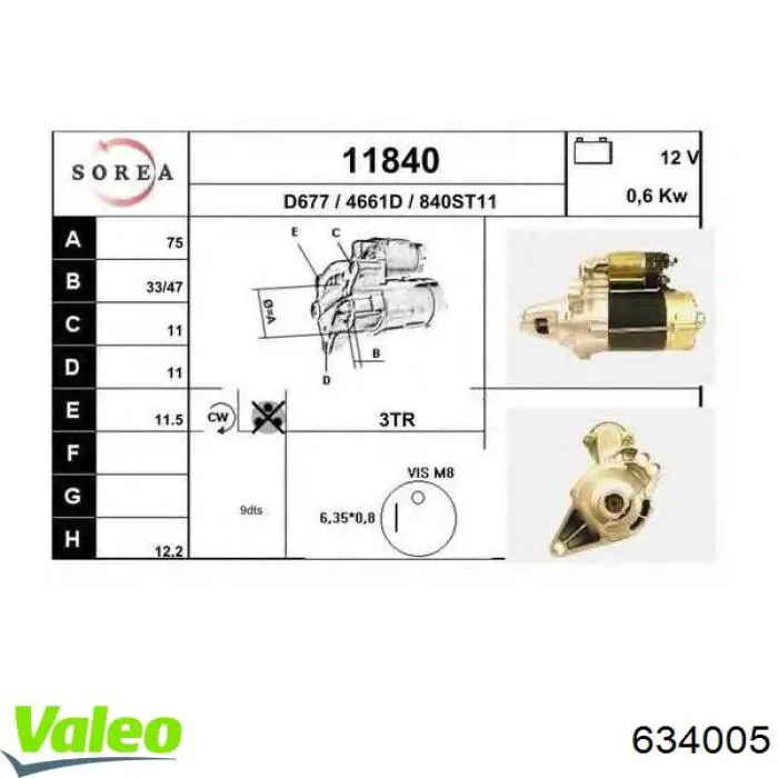 634005 VALEO encendedor para auto / mechero para auto