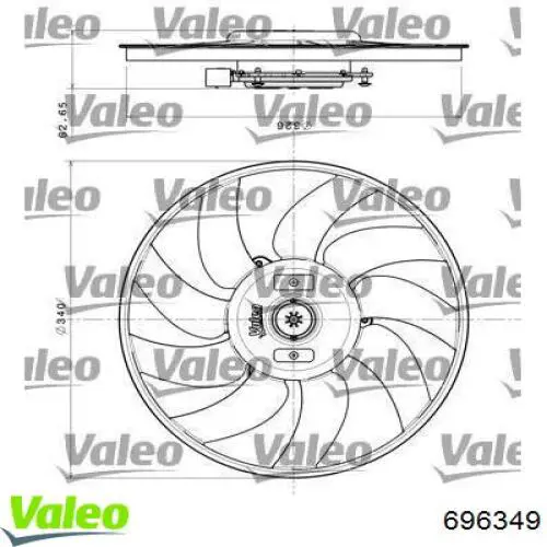 696349 VALEO ventilador (rodete +motor refrigeración del motor con electromotor derecho)