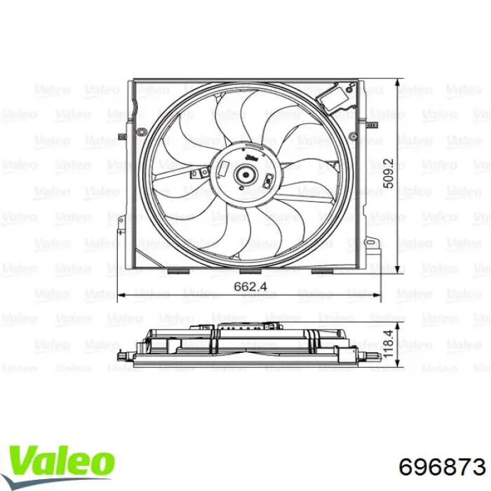 696873 VALEO difusor de radiador, ventilador de refrigeración, condensador del aire acondicionado, completo con motor y rodete