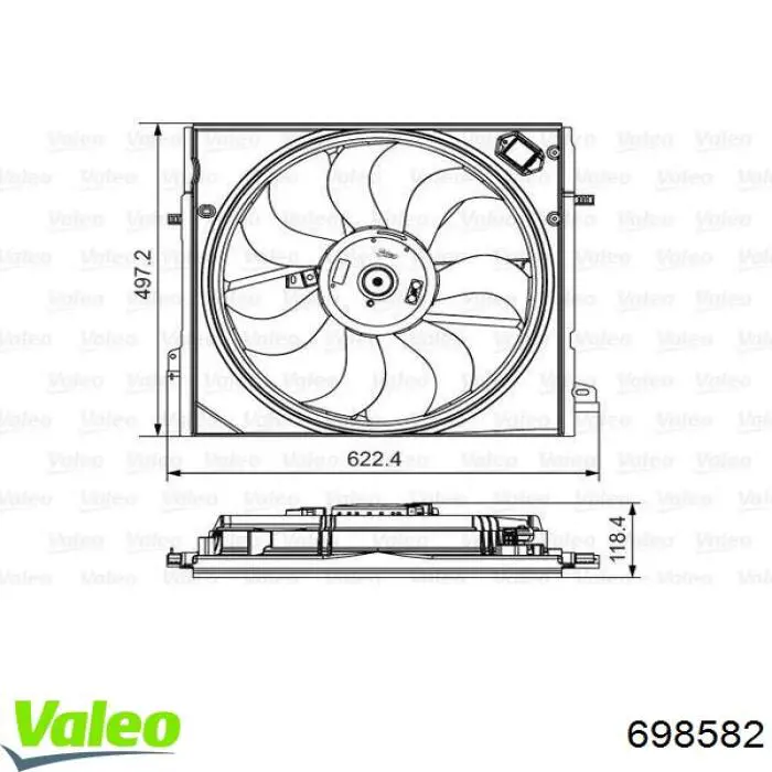 698582 VALEO difusor de radiador, ventilador de refrigeración, condensador del aire acondicionado, completo con motor y rodete