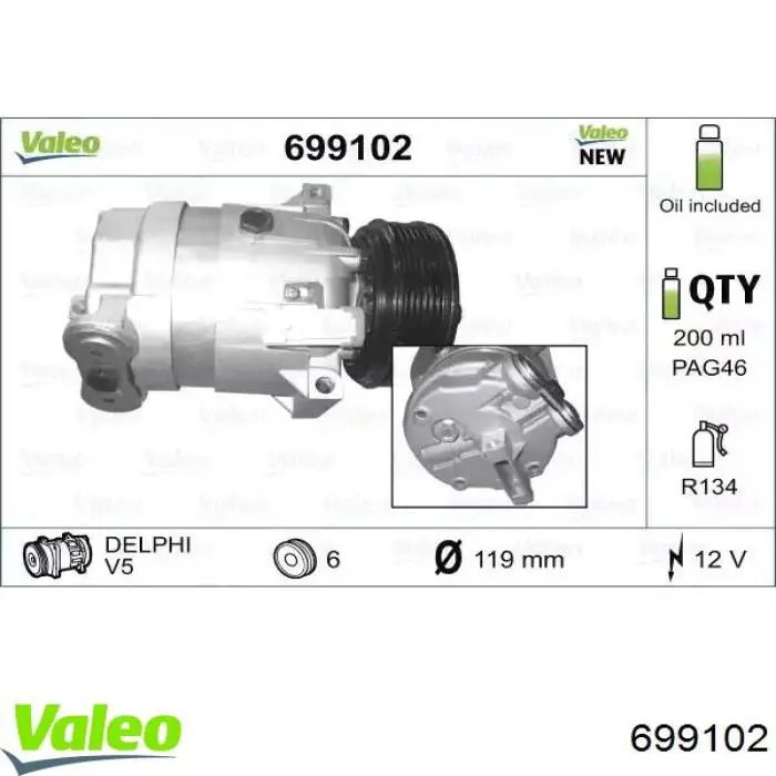 Comprar 699102 VALEO Compresor de aire acondicionado coche