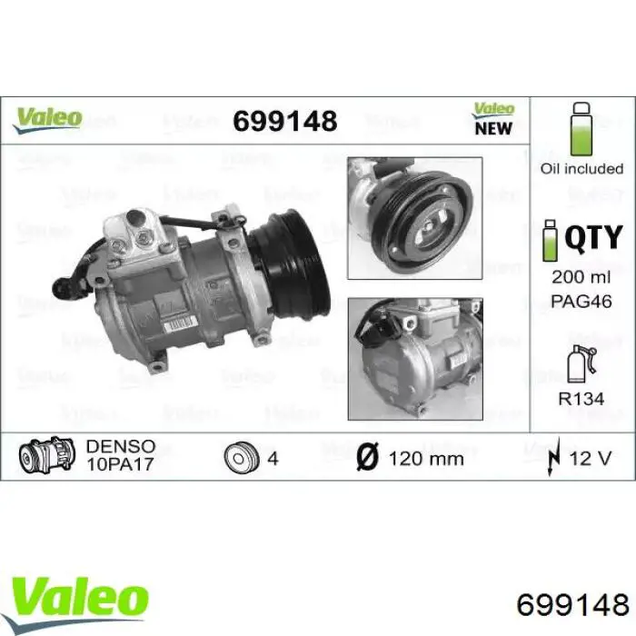 Comprar 699148 VALEO Compresor de aire acondicionado coche