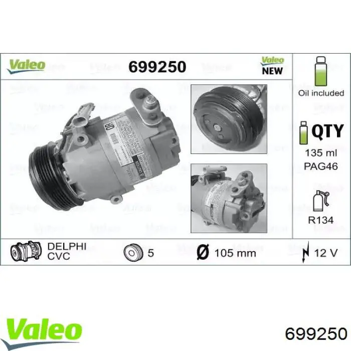 Comprar 699250 VALEO Compresor de aire acondicionado coche