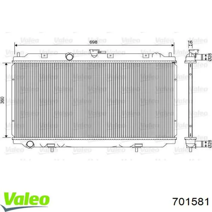 701581 VALEO radiador refrigeración del motor