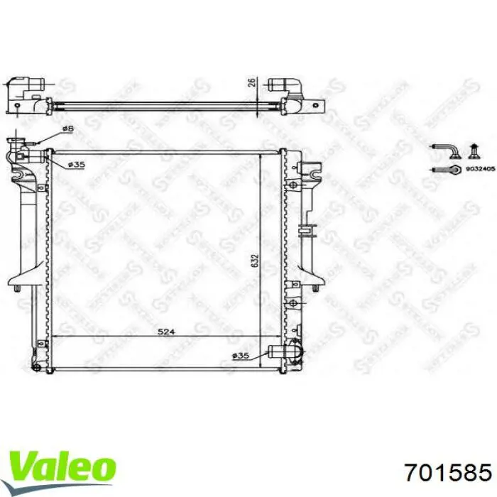 Radiador de água VALEO 701585
