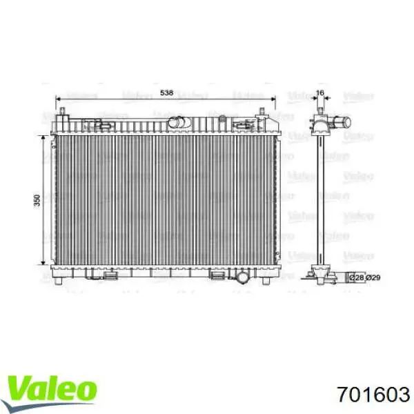 701603 VALEO radiador refrigeración del motor