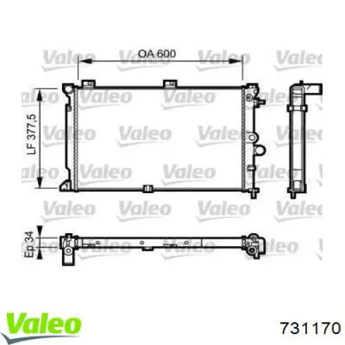 Água radiador VALEO 731170 precio, desde 337,54 EUR