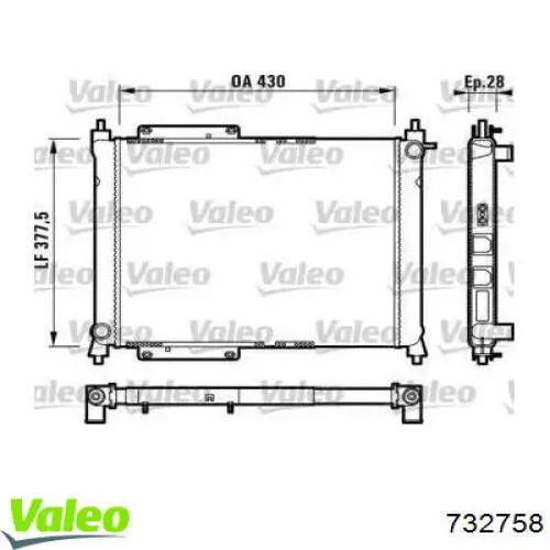 Água radiador VALEO 732758 precio, desde 153,25 EUR