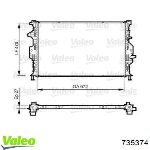 Radiador 735374 VALEO