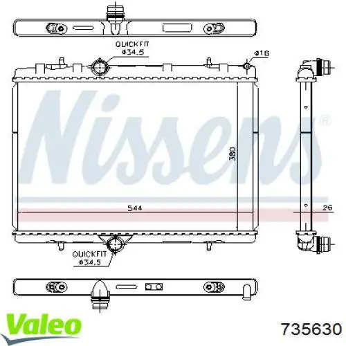 735630 VALEO radiador refrigeración del motor