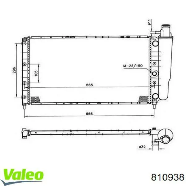 810938 VALEO radiador refrigeración del motor