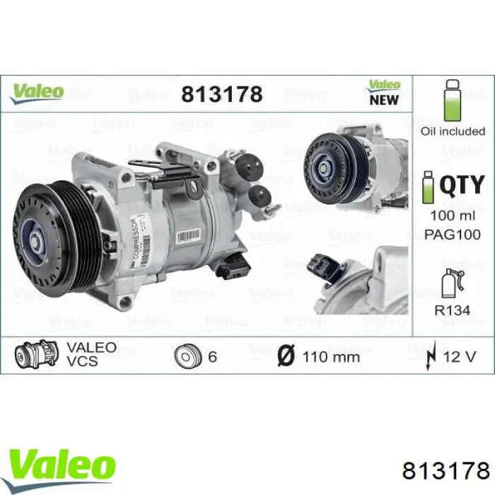 Compresor de aire acondicionado 813178 VALEO