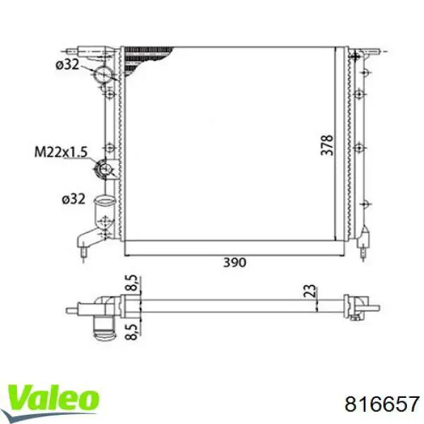 816657 VALEO radiador refrigeración del motor