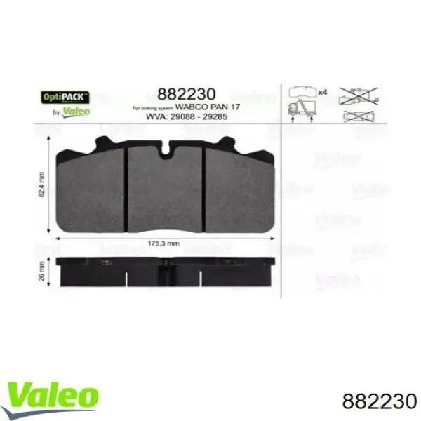 882230 VALEO pastillas de freno delanteras