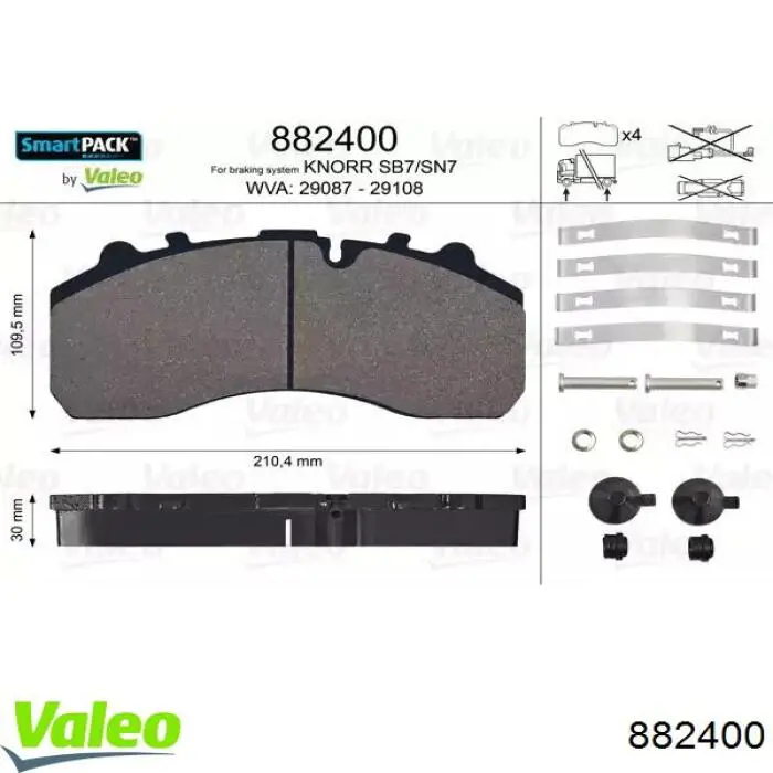 882400 VALEO Pastillas delanteras