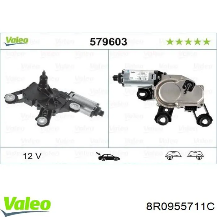 8R0955711C VALEO motor limpiaparabrisas luna trasera