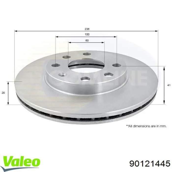 Freno de disco delantero Opel Astra 51, 52, F35, M35