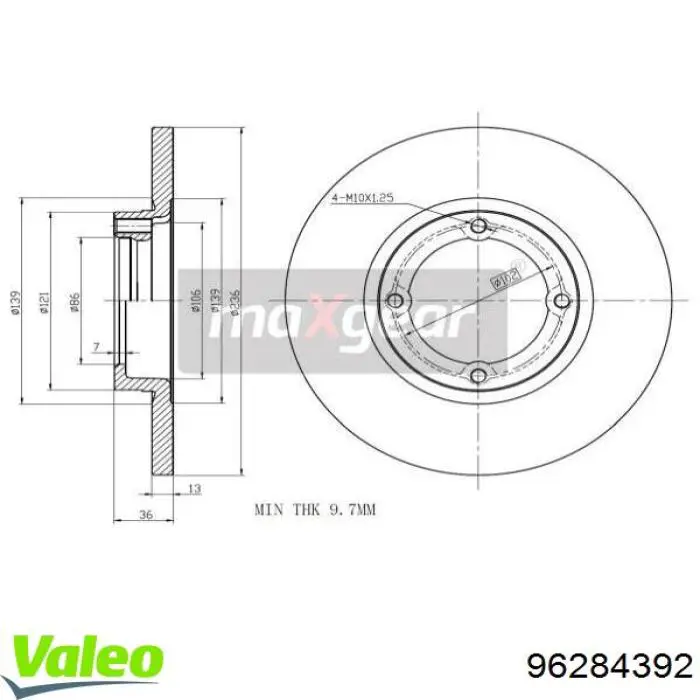 Freno de disco delantero Chevrolet Spark (Matiz) M200, M250