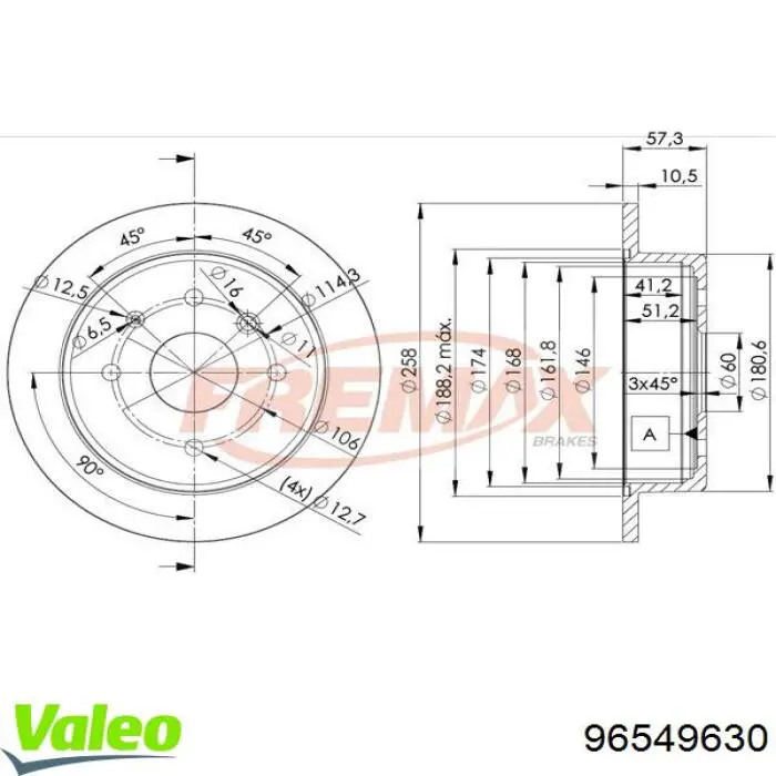 Disco de freno trasero Chevrolet Aveo 2 T250, T255