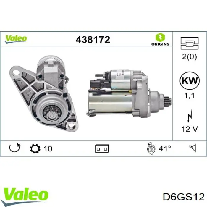 D6GS12 VALEO motor de arranque