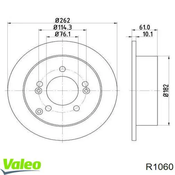 R1060 VALEO disco de freno trasero