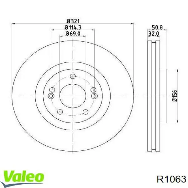 R1063 VALEO disco de freno delantero