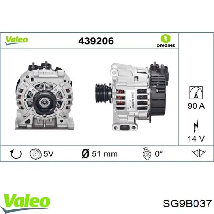 SG9B037 VALEO Alternador de coche