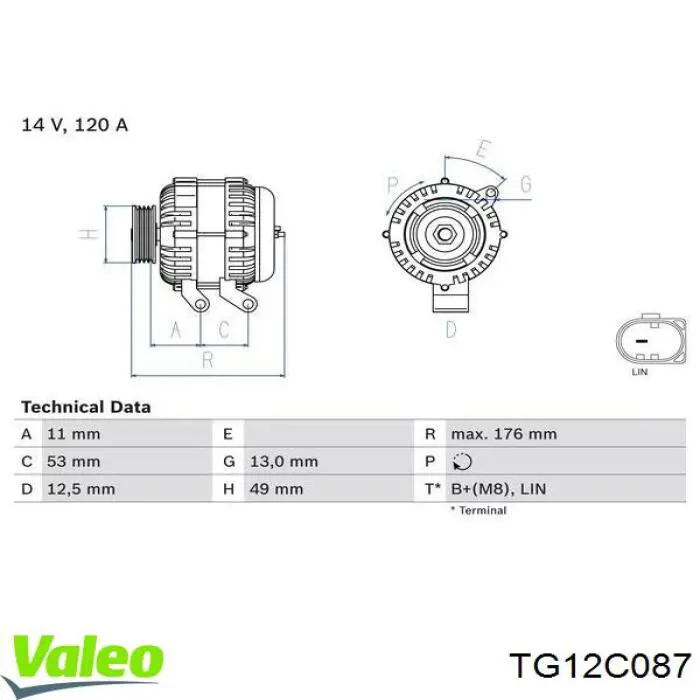 TG12C087 VALEO Alternador de coche
