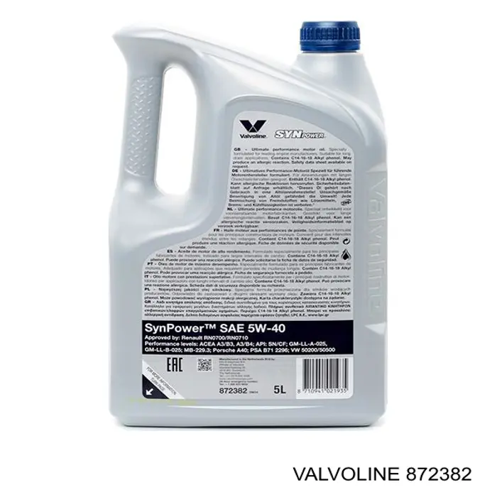 Aceite motor Valvoline 872382 precio, desde 42,73 EUR