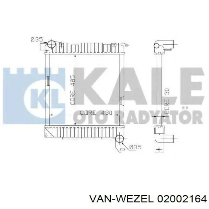 Água radiador VAN Wezel 02002164 precio, desde 119,15 EUR