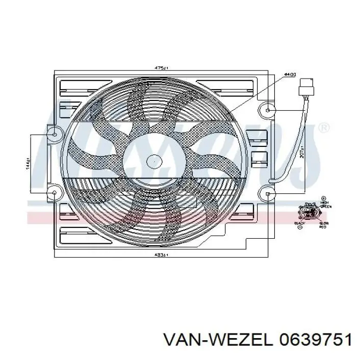 0639751 VAN Wezel difusor de radiador, aire acondicionado, completo con motor y rodete