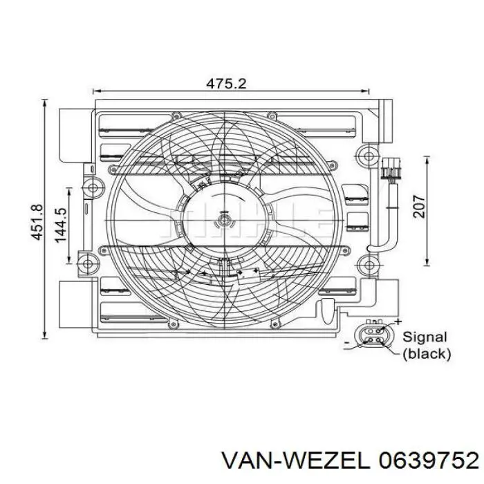 0639752 VAN Wezel difusor de radiador, aire acondicionado, completo con motor y rodete