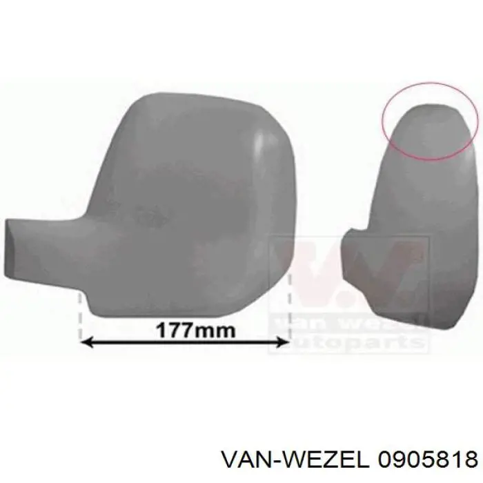 0905818 VAN Wezel espejo retrovisor derecho