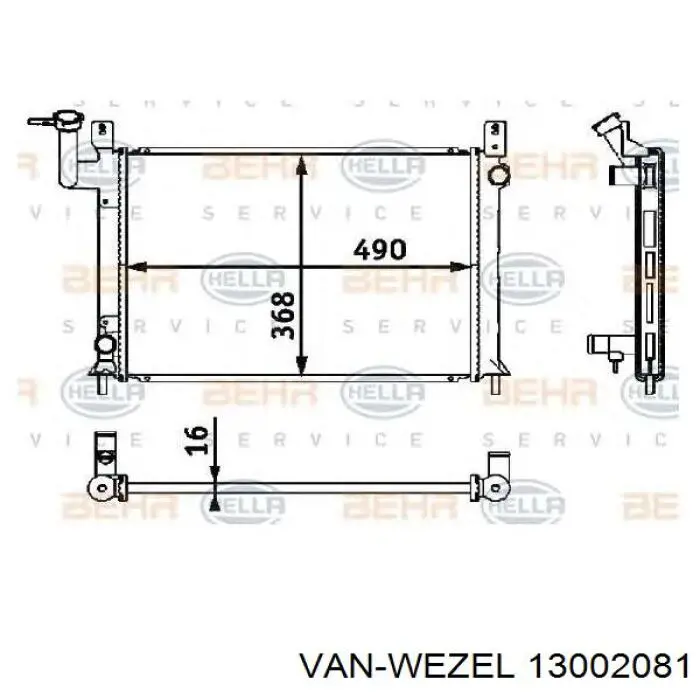 13002081 VAN Wezel radiador refrigeración del motor