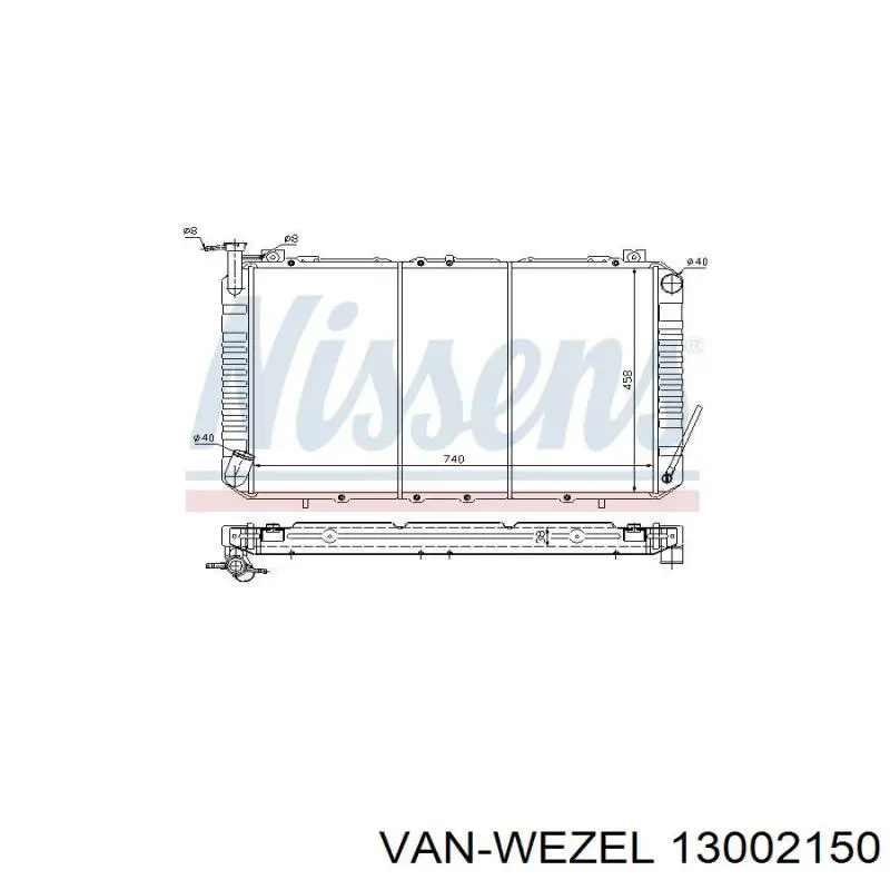 13002150 VAN Wezel radiador refrigeración del motor