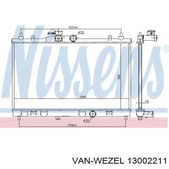 13002211 VAN Wezel radiador refrigeración del motor