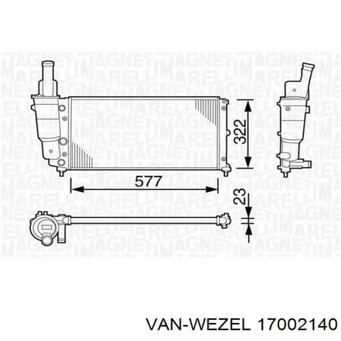 17002140 VAN Wezel radiador refrigeración del motor